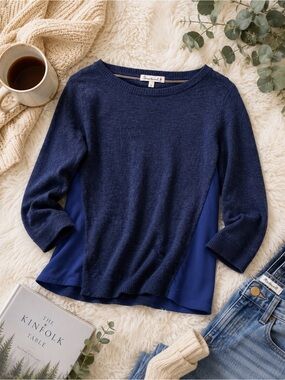 Smartwool Palisade Trail Navy Merino Wool Blend Lightweight Sweater Small